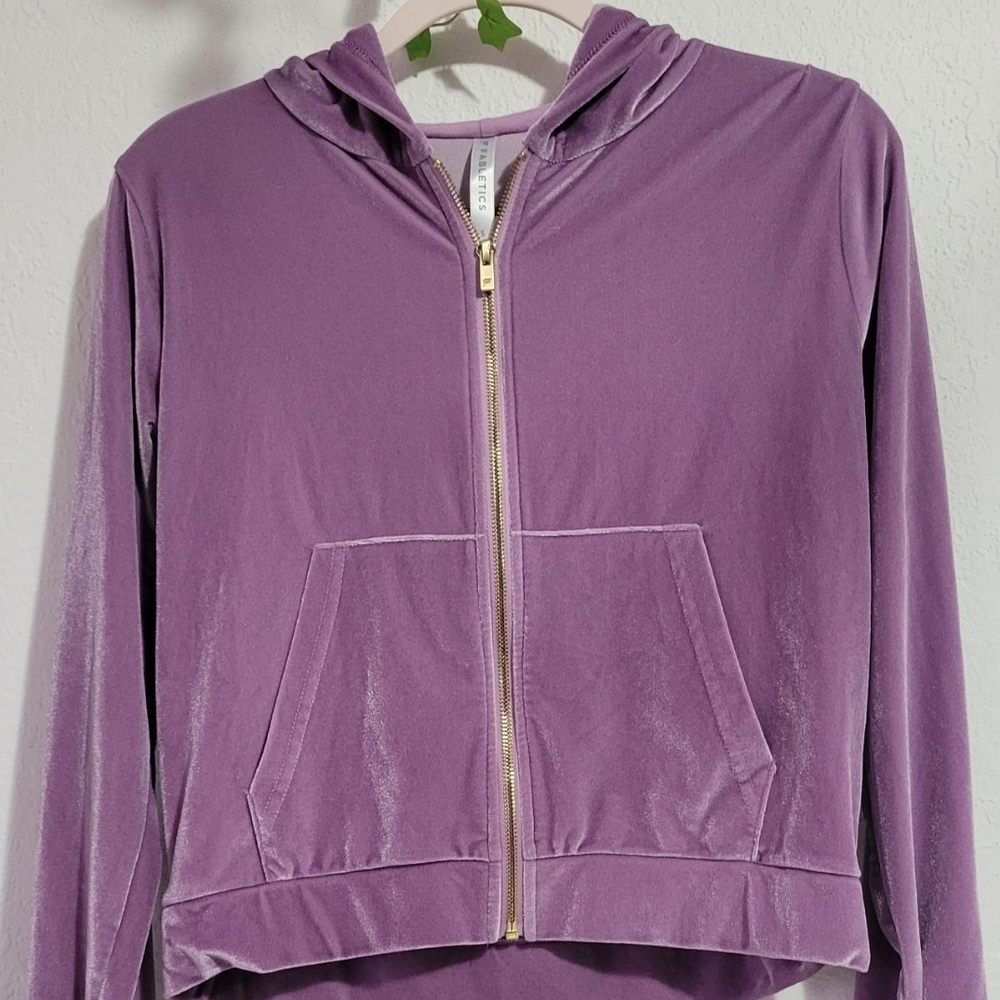 Purple Velvet Zip-Up Hoodie Jacket
